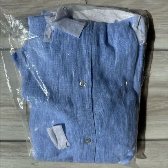 MNG Mao collar shirt Blue Large NWT - Picture 5 of 6